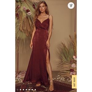Constantine Burgundy Satin Maxi Dress